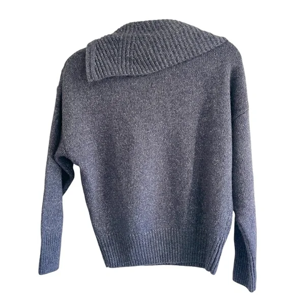 White House Black Market Sparkly Shimmer Zip Neck Dolman Sleeve Sweater - Picture 7 of 16